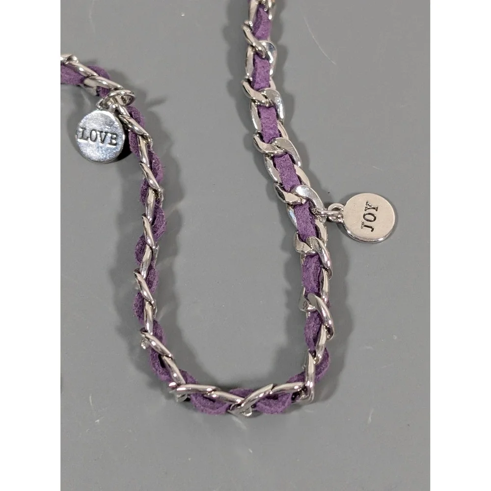Premier Designs Faith Wrap Bracelet Purple Cord Rhinestone‎ Accents 21.5